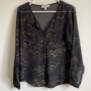 Sheer Loose fit Blouse, Cover up Long sleeve Top, Never Worn Size S